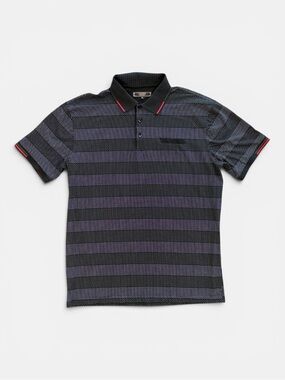Pavini XL Black Geometric Dot Print Stretch Polo Shirt Modern Luxe